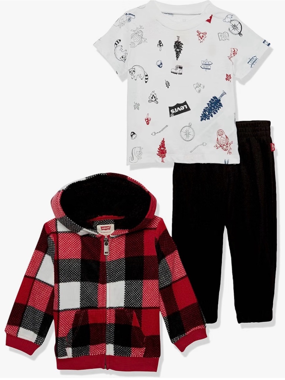 Levi's Baby Boys' Graphic T-shirt, Hoodie and Joggers 3-piece Outfit Set